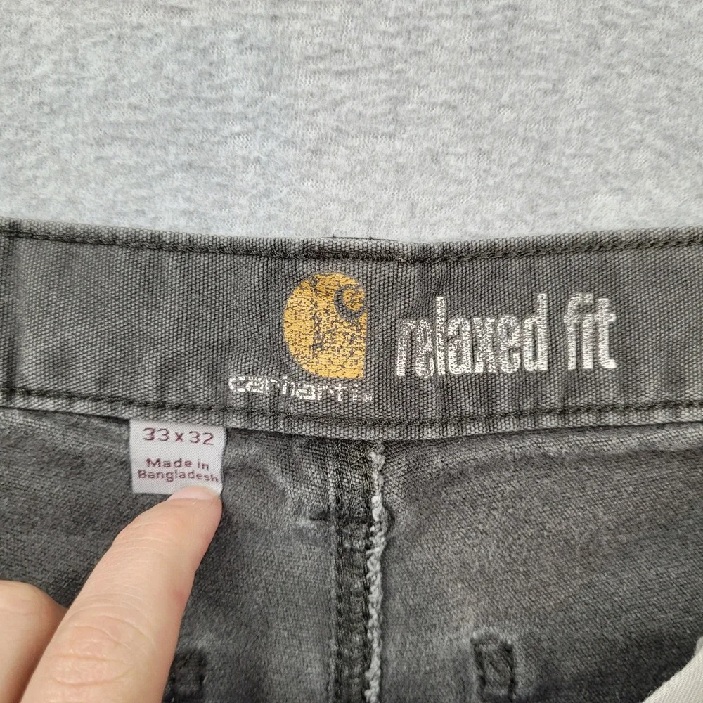 Carhartt Relaxed Fit Pants Mens 33x32 Gray Canvas Carpenter Workwear